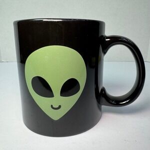 Alien Face Mug 20oz Glow in the Dark Inner Design Black and Green Ceramic Cup